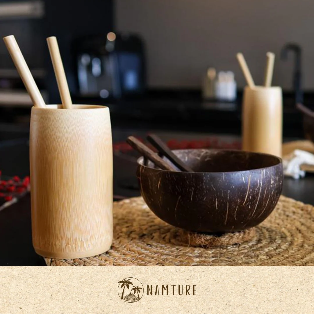 Starter Set Stijlvolle Coconut Bowl eetset (9 Delig) • Zero Waste • Duurzaam - Afbeelding 3