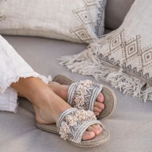 Slippers Resort Pompon Naturel