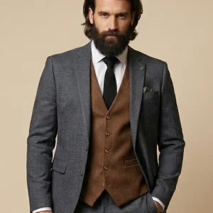 CASTLESON Phantom - Driedelig Herenpak Grey Mix & Match Bradley tan