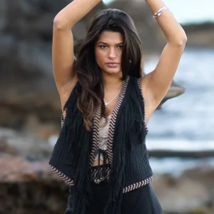 Short Fringe Gilet Esthetica Black