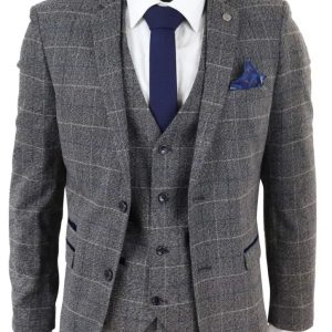 Geruit Driedelig pak Marc Darcy Scott grey