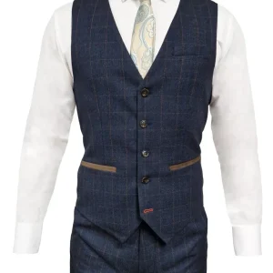 CASTLESON - Gilet Admiral Check Navy