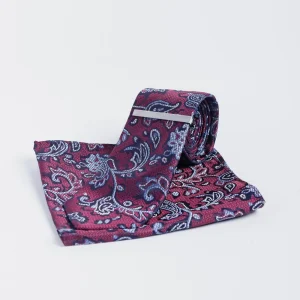 Cavani - Wine Navy Paisley Stropdas set
