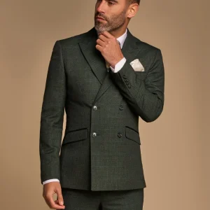 2-delig pak - Double Breasted Olive green Heren Kostuum - Cavani Caridi Olive