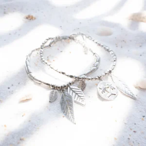 Floral Charm Bracelet Silver