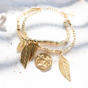 Floral Charm Bracelet Gold