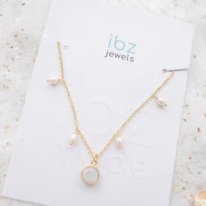 Single Anklet Pearl Moonstone Gold/White