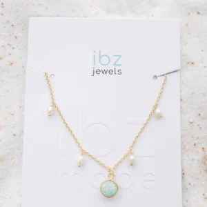 Single Anklet Pearl Amazonite Gold/Aqua