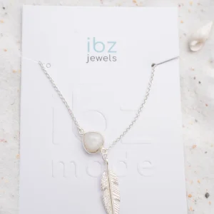 Single Anklet Feather Moonstone Silver/White