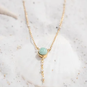 Necklace Pearl Amazonite Gold/Aqua
