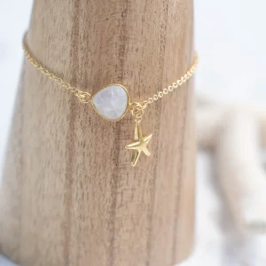 Single Bracelet Seastar Moonstone Gold/White