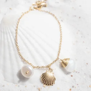 Single Bracelet Shell Moonstone Gold/White