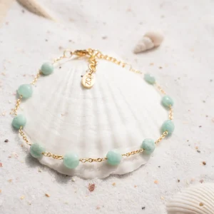 Single Bracelet Pearls Amazonite Gold/Aqua