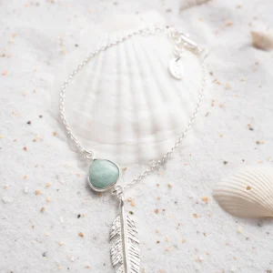 Single Anklet Feather Amazonite Silver/Aqua