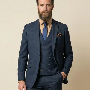 Driedelig Kostuum - Cavani Torino Navy | Double Breasted Gilet