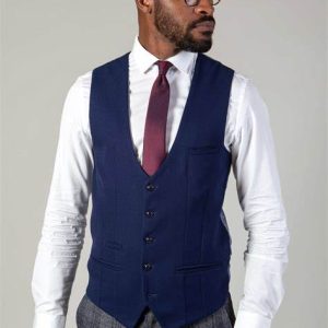 Kelvin Royal Blue Gilet - Single Breasted