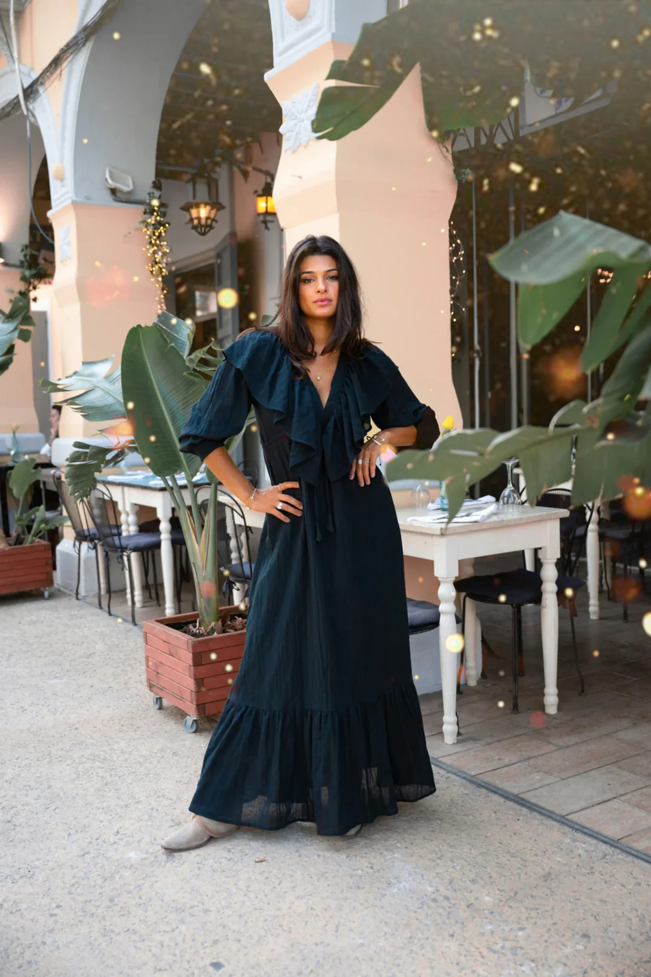 Long Dress Ruffle Sparkle Black - Afbeelding 2