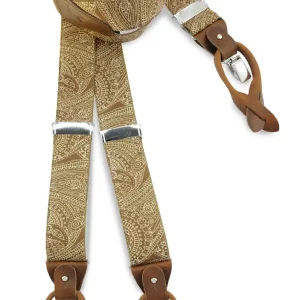 Luxe bretels handgemaakt Paisley Sketch Beige