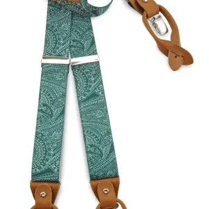 Luxe bretels handgemaakt Paisley Sketch Groen