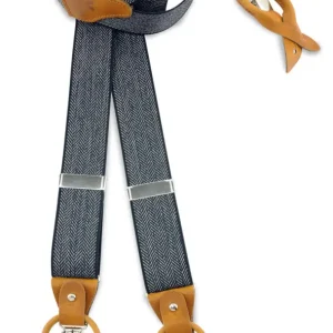 Luxe Bretels handgemaakt Visgraat motief Blauw