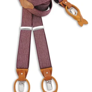 Luxe Bretels handgemaakt Visgraat motief Bordeaux