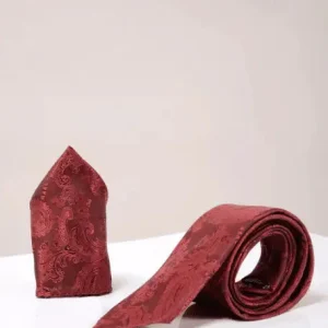 Marc Darcy Gentlemens set wine red stropdas & pochet