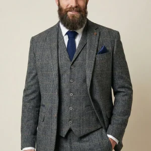 Cavani Albert Grey Navy Suit, 3-Delig pak, Blazer, Gilet en Pantalon