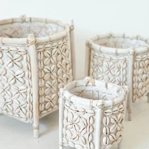 Basket Bambu Kerang Off White