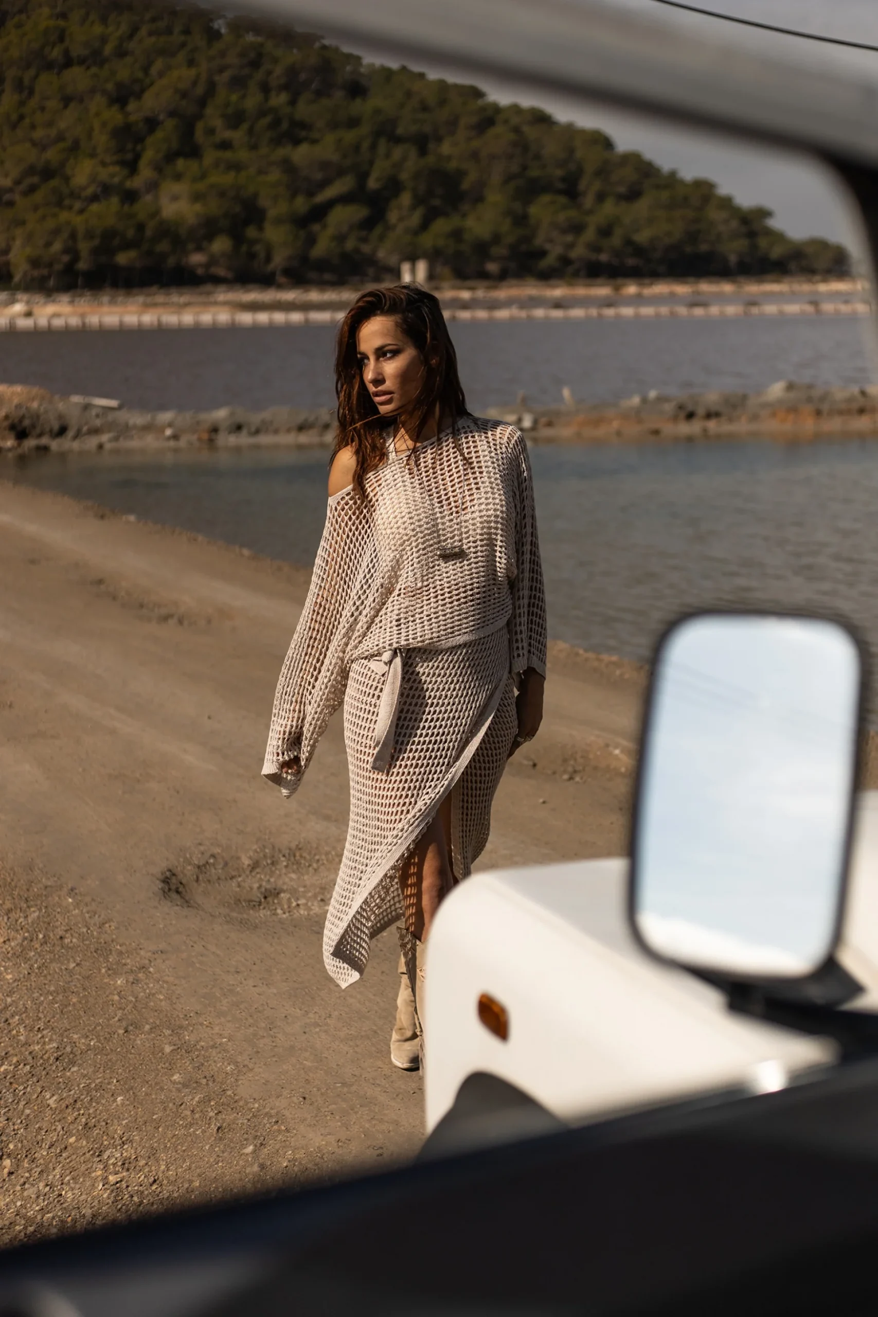 Ada Knitted Wrap Skirt Light Beige - Afbeelding 9