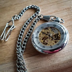 Retro pocket watch skeleton silver