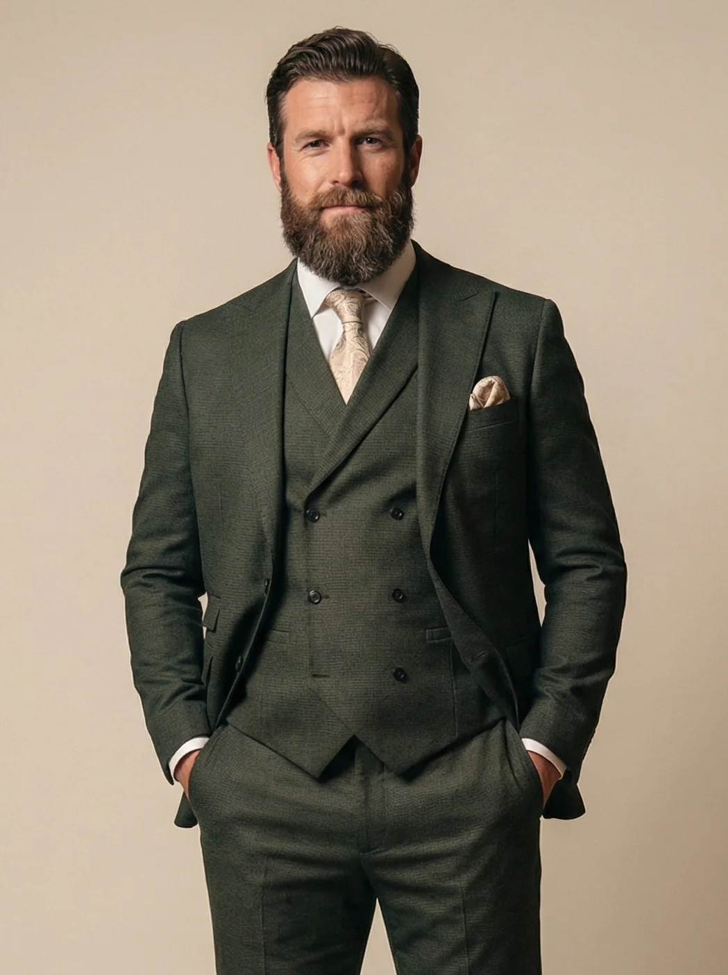 CASTLESON Salute - Driedelig Herenpak Army Green