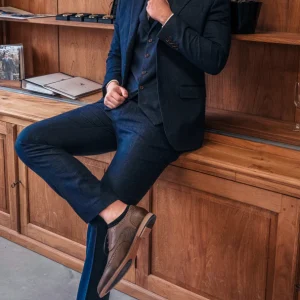 TAVERNY - Pantalon Chief Navy Tweed