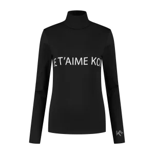 Dames Je T'aime Shirt  Kou - Zwart