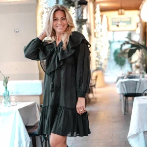 Short Dress Ruffle Sparkle Black