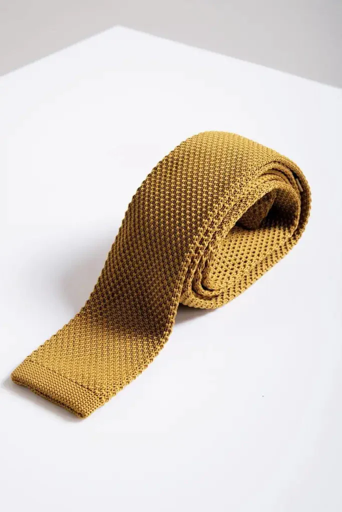 Stropdas Marc Darcy mustard knitted - Afbeelding 2