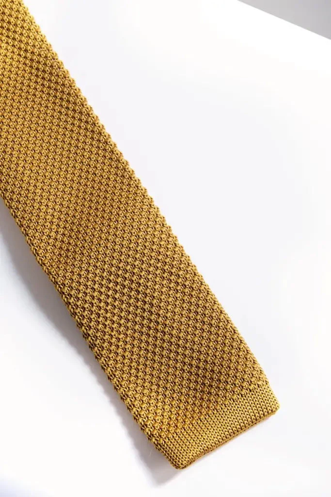 Stropdas Marc Darcy mustard knitted - Afbeelding 4