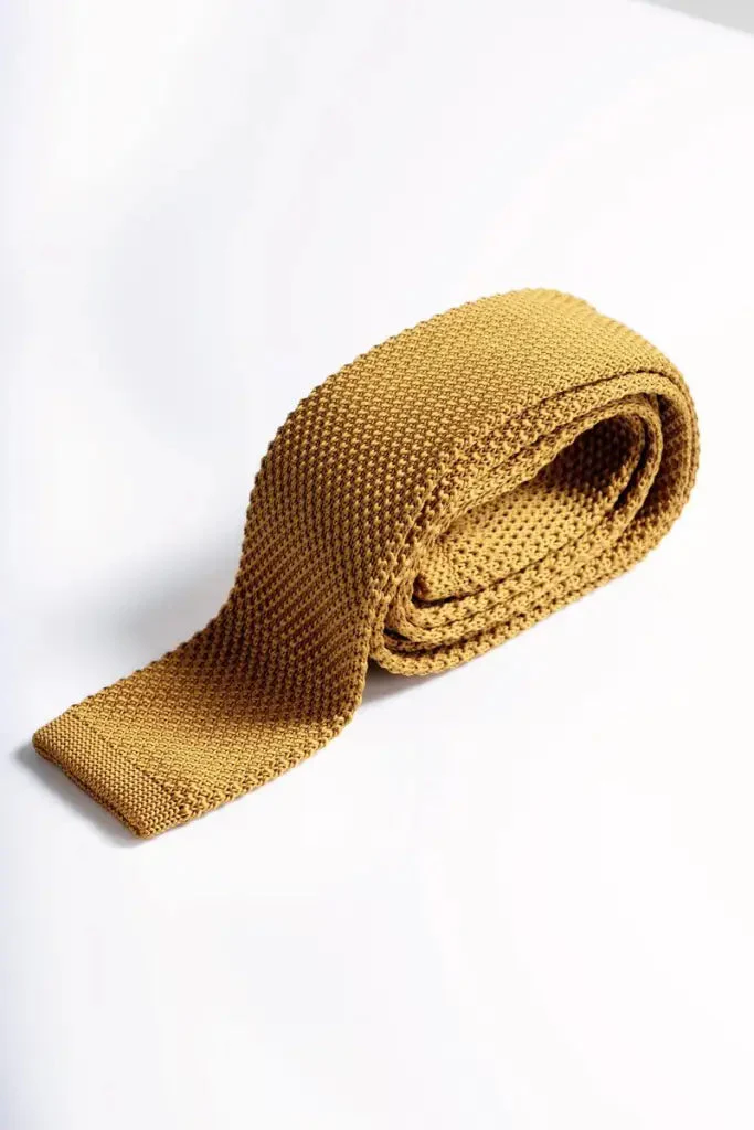 Stropdas Marc Darcy mustard knitted - Afbeelding 3