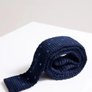 Stropdas Marc Darcy navy spot knitted