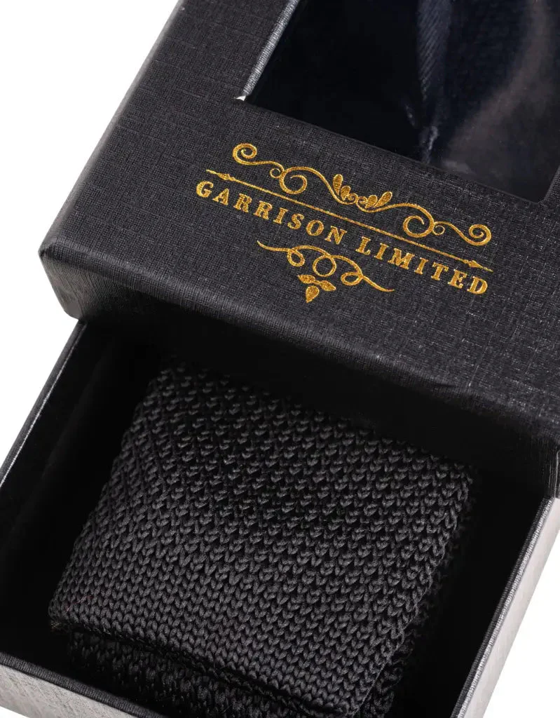 Stropdas zwart gebreid - Garrison Limited Black - Afbeelding 3