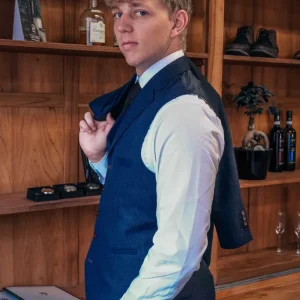 TAVERNY - Gilet Chief Navy Tweed